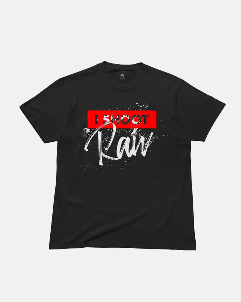 I Shoot Raw Black Photography T-shirt