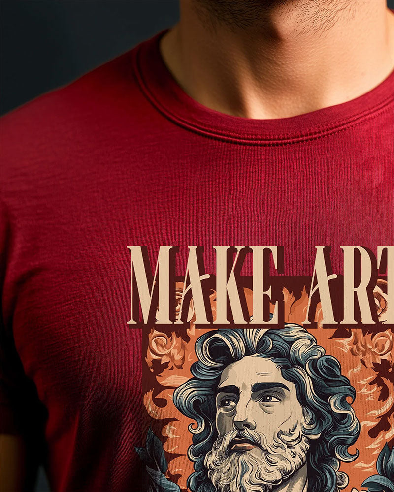 Make Art Not War Maroon T-shirt